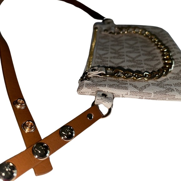 MICHAEL KORS MK Signature Belt Bag Pouch-Fanny Pack with Gold Chain - Picture 7 of 12